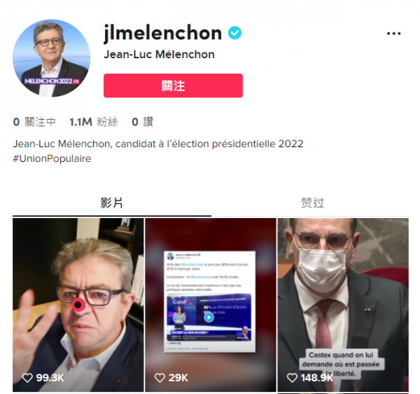 梅朗雄TikTok影响力_法国总统候选人TikTok粉丝数_法国tiktok节点